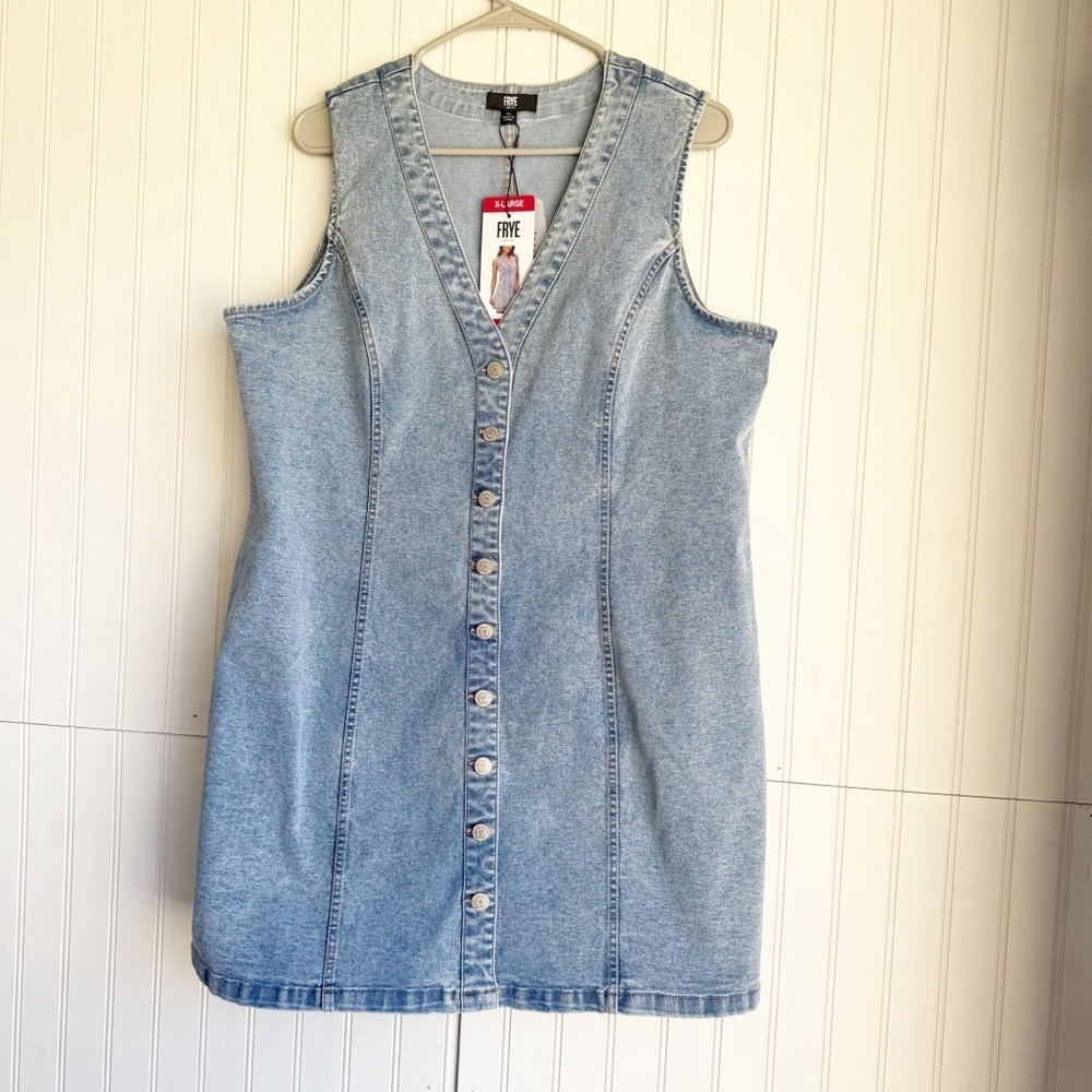 Frye Size XL Women's Sleeveless Denim Mini Dress NEW! - Picture 5 of 8